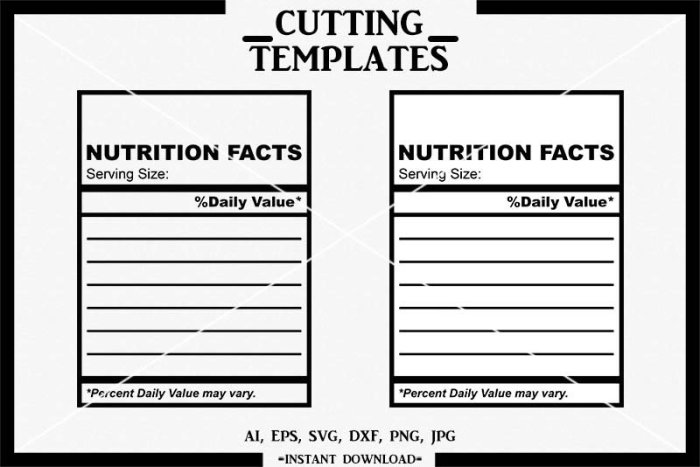 Nutrition facts sheet blank