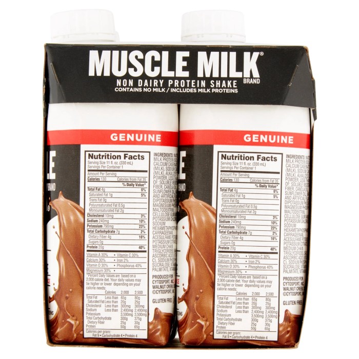 Muscle milk nutrition facts label